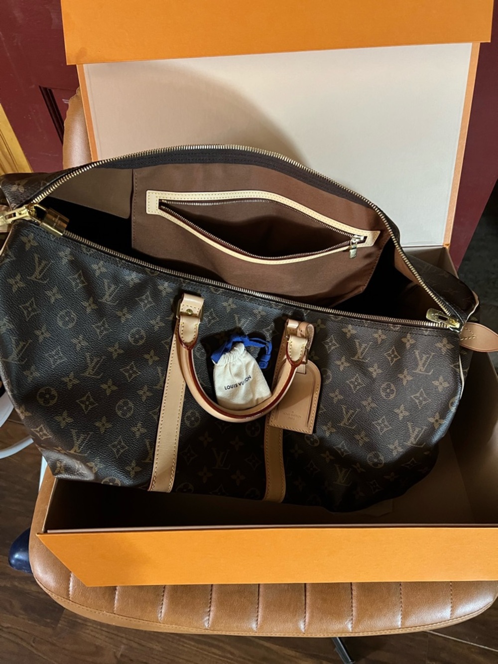 Louis Vuitton Monogram Canvas Duffel with Natural Leather Trim - Picture 3 of 5